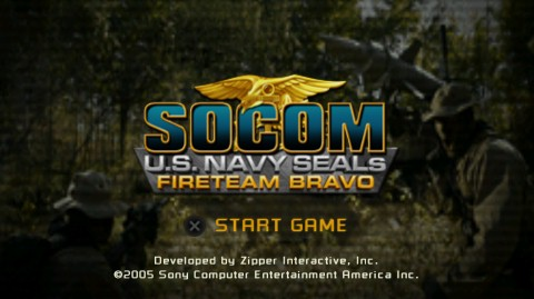 SOCOM US Navy Seals Fireteam Bravo title screen for PSP